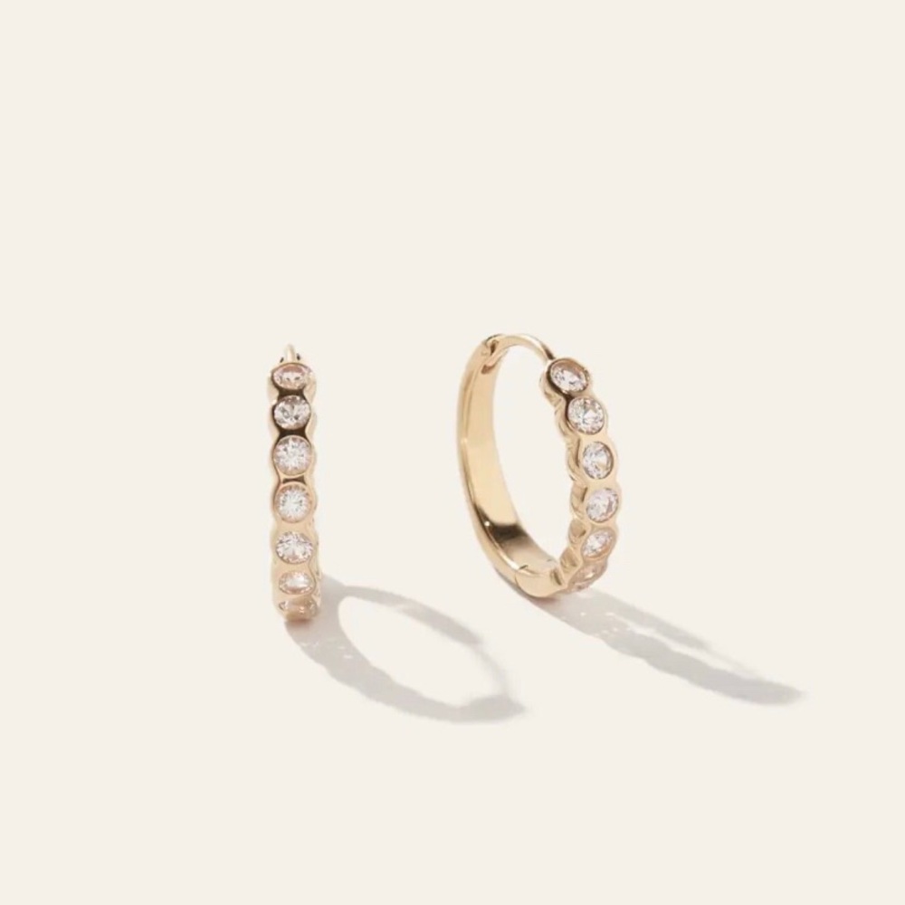 Sterling Silver Diamond 14k Gold Vermeil Rose Gold Huggie Hoop Earrings